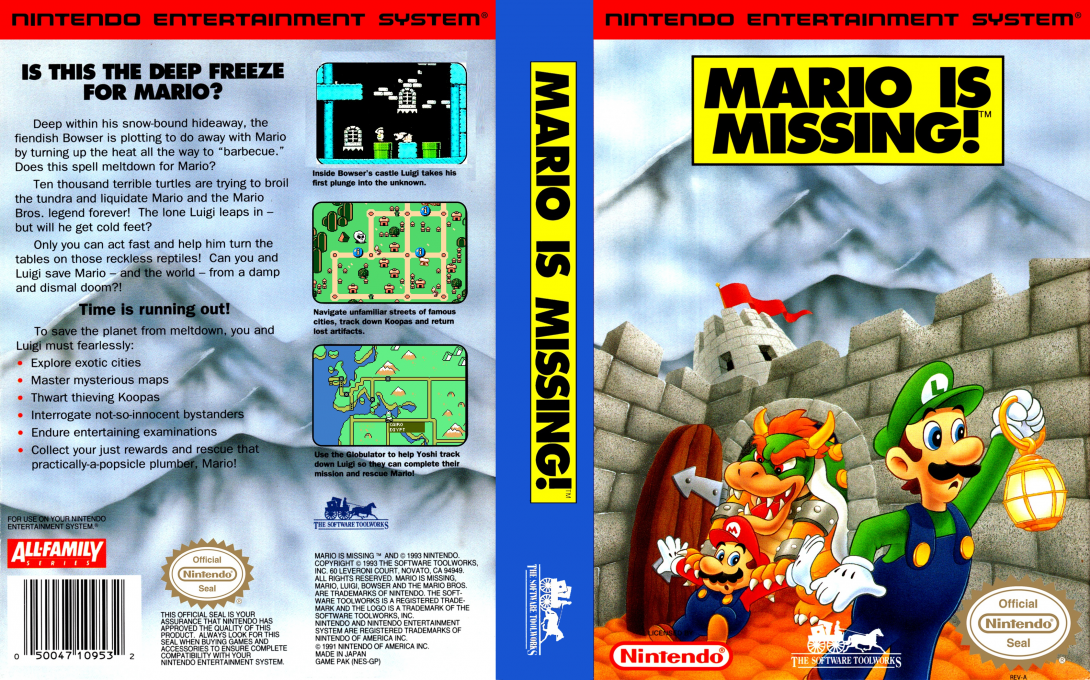 Mario Is Missing! [US] nes 1993 Box Art