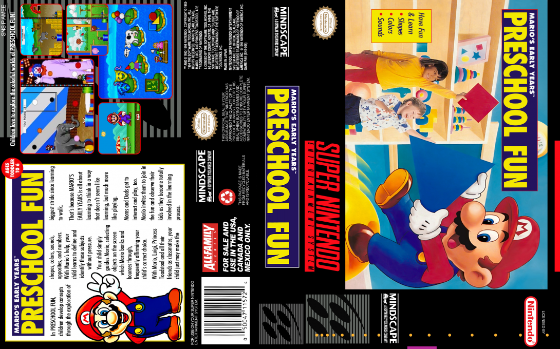 Mario’s Early Years : Preschool Fun [US] snes 1994 Box Art