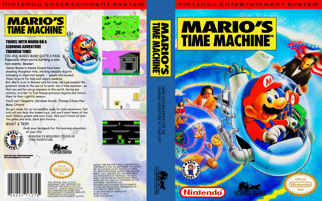Mario’s Time Machine [US] nes 1994 Box Art