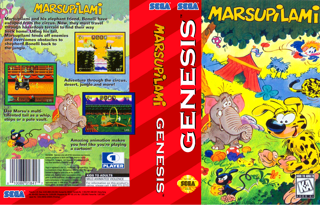 Marsupilami [US] segaMD 1995 Box Art