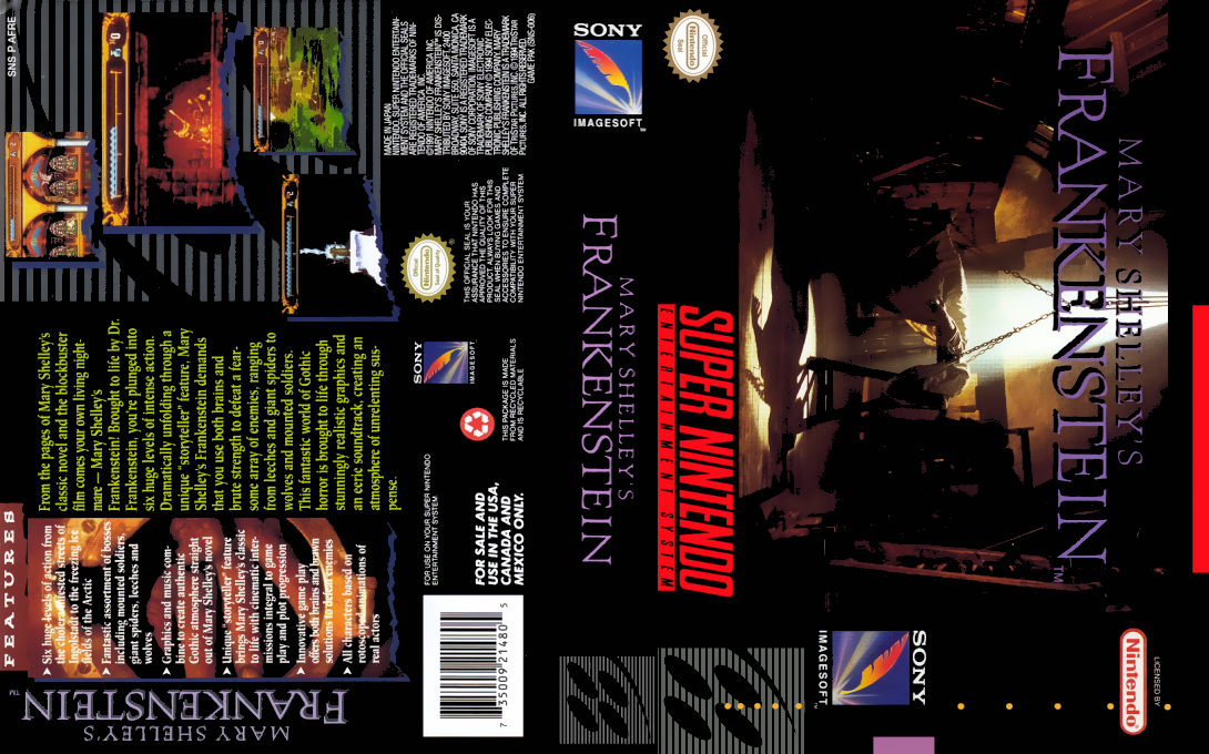 Mary Shelley’s Frankenstein [US] snes 1994 Box Art