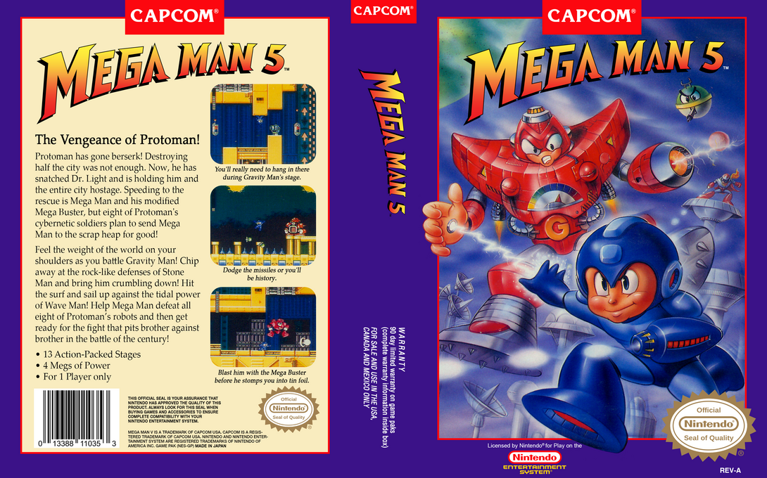 Mega Man 5 [US] nes 1992 Box Art