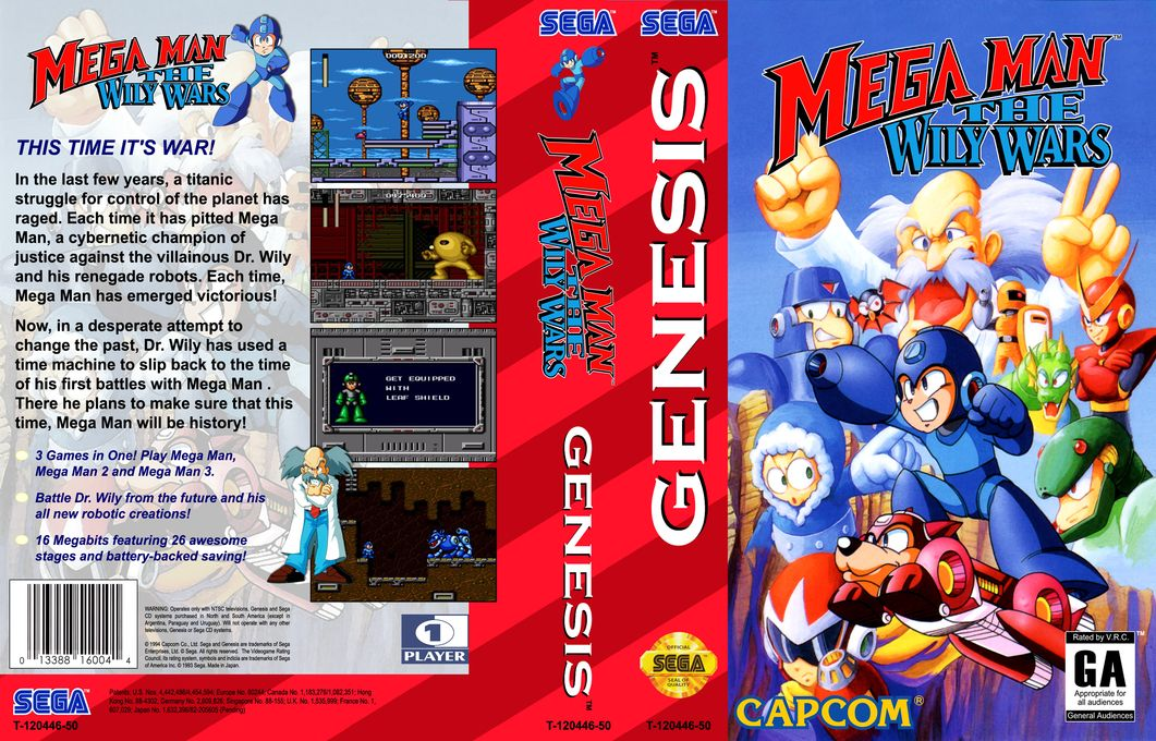 Mega Man : The Wily Wars [US] segaMD 1994 Box Art