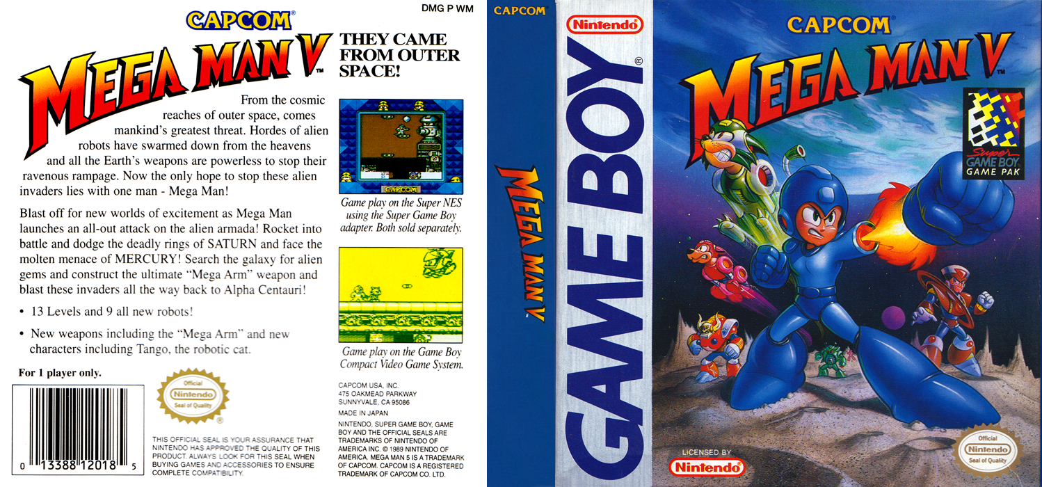 Mega Man V [US] gb 1994 Box Art