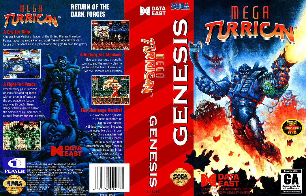 Mega Turrican [US] segaMD 1994 Box Art