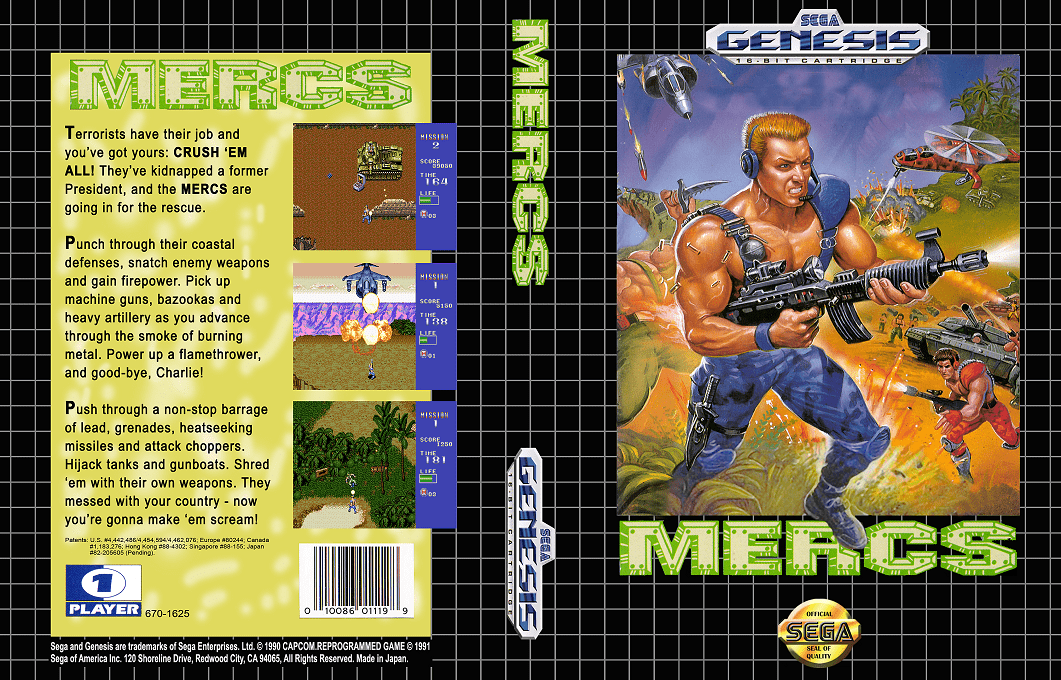 Mercs [WOR] segaMD 1991 Box Art