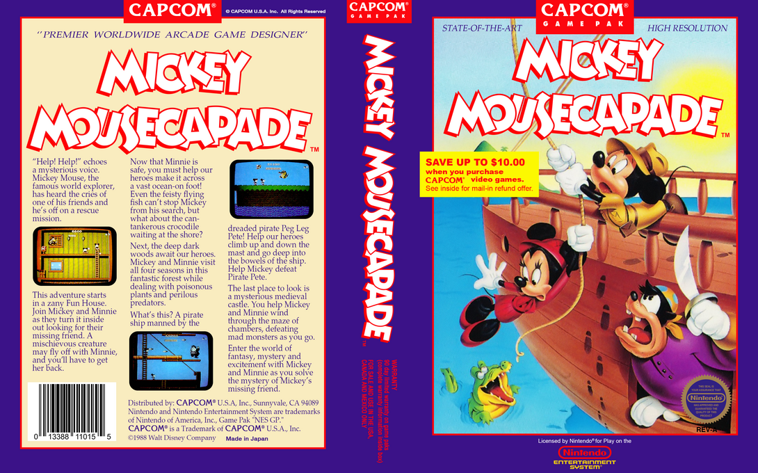 Mickey Mousecapade [US] nes 1988 Box Art