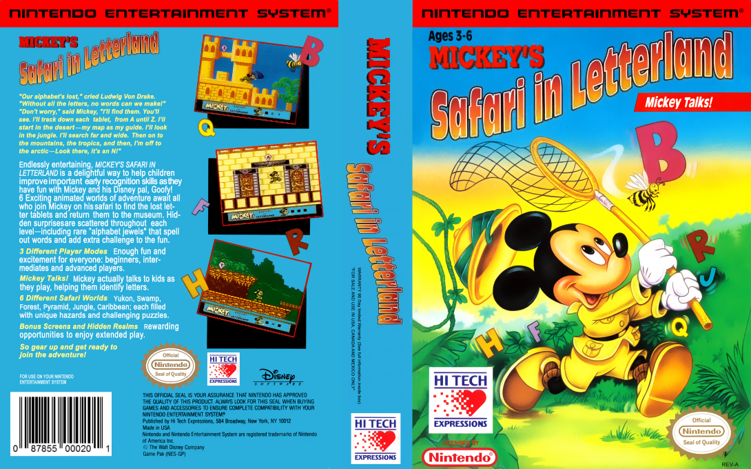 Mickey’s Safari in Letterland [US] nes 1993 Box Art