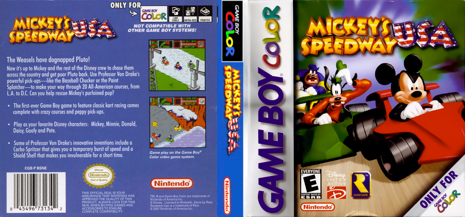 Mickey’s Speedway USA [US,EU] gbc 2001 Box Art