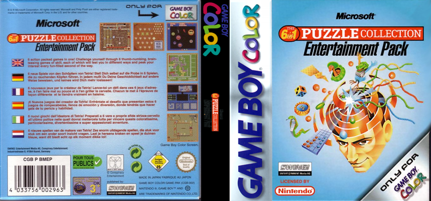 Microsoft : The 6 in 1 Puzzle Collection Entertainment Pack [US] gbc 2000 Box Art