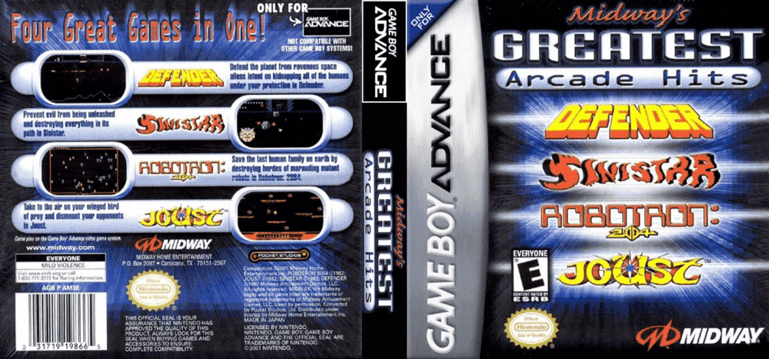 Midway’s Greatest Arcade Hits [US,EU] gba 2001 Box Art