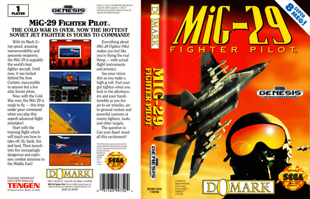 MIG-29 Fighter Pilot [US] segaMD 1993 Box Art