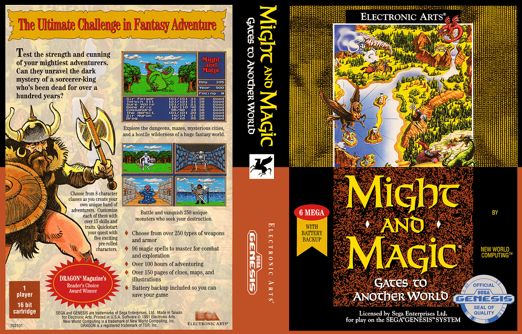 Might and Magic : Gates to Another World [US,EU] segaMD 1991 Box Art