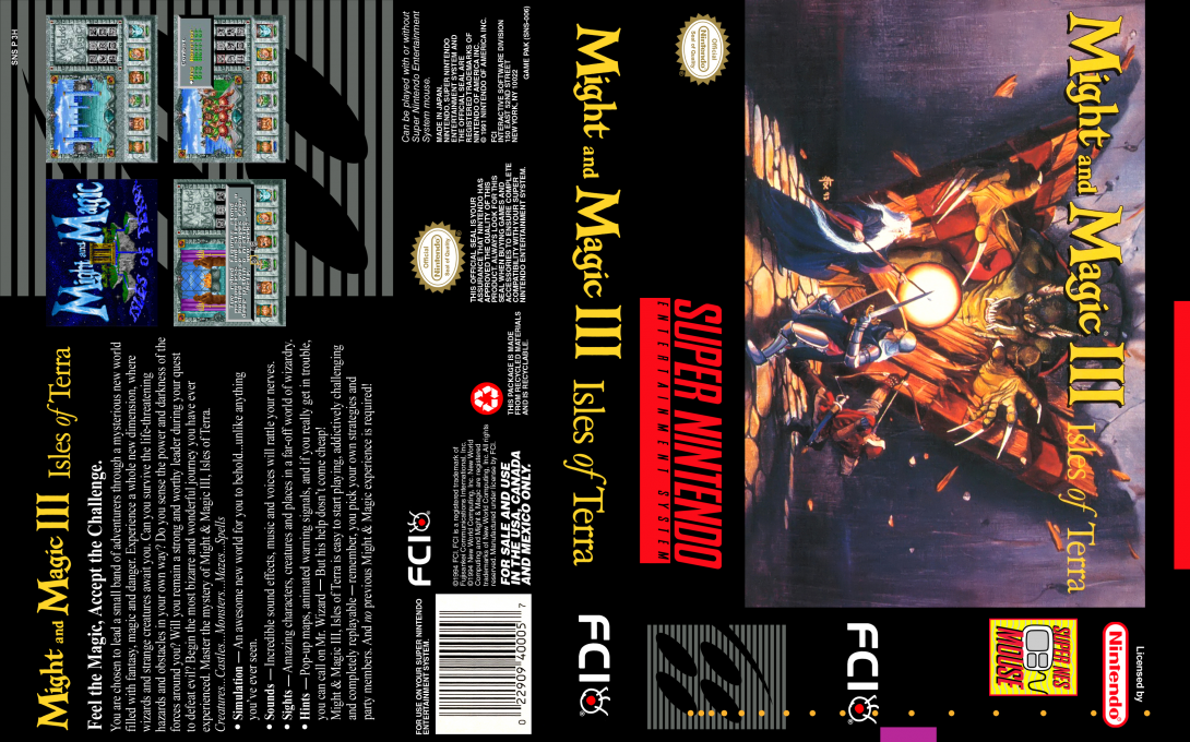 Might and Magic III : Isles of Terra [US] snes 1995 Box Art