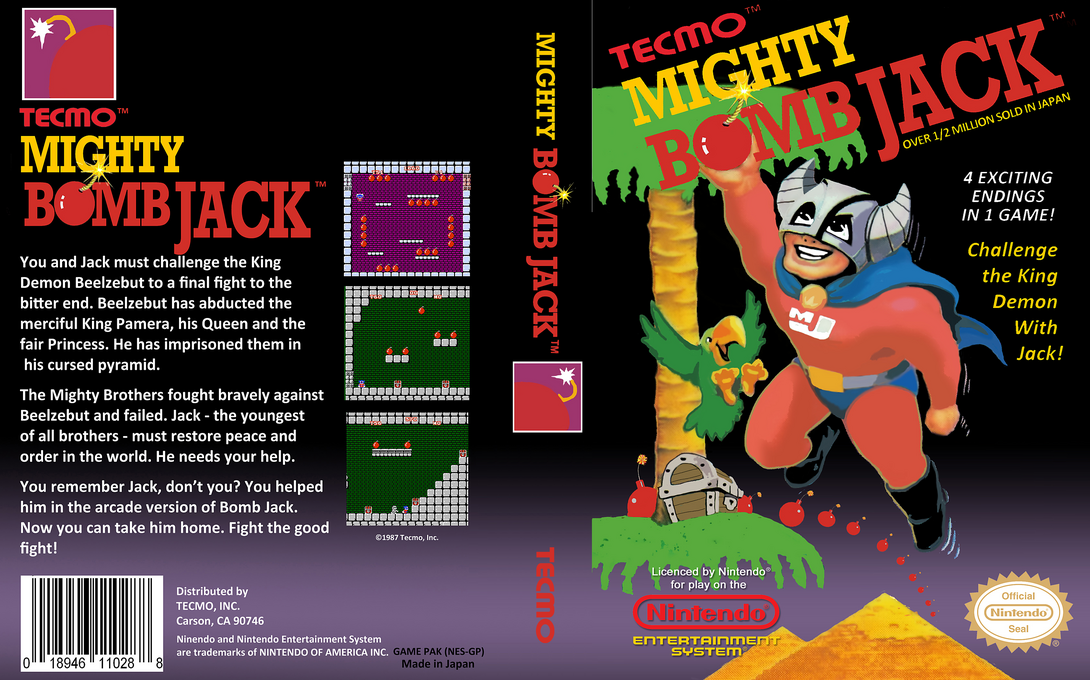 Mighty Bomb Jack [US] nes 1987 Box Art