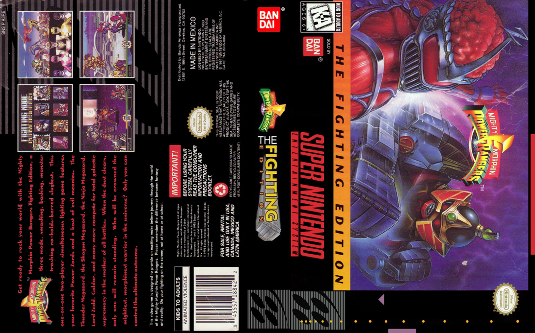 Mighty Morphin Power Rangers : The Fighting Edition [US] snes 1995 Box Art