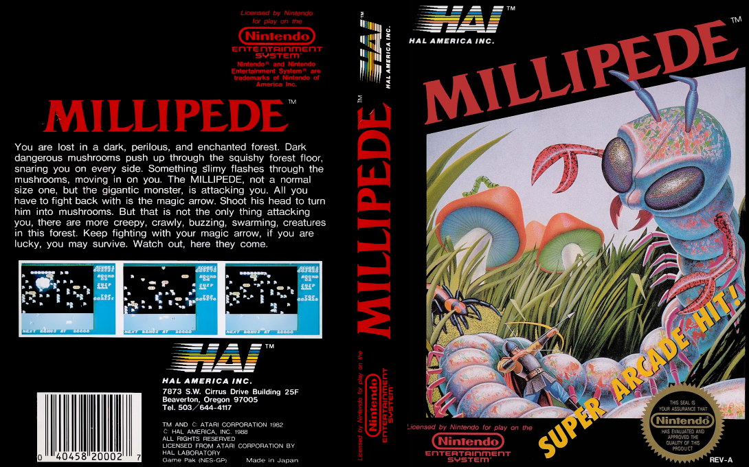 Millipede [US] nes 1988 Box Art