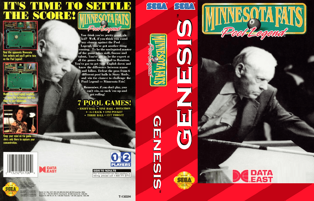 Minnesota Fats : Pool Legend [US] segaMD 1995 Box Art
