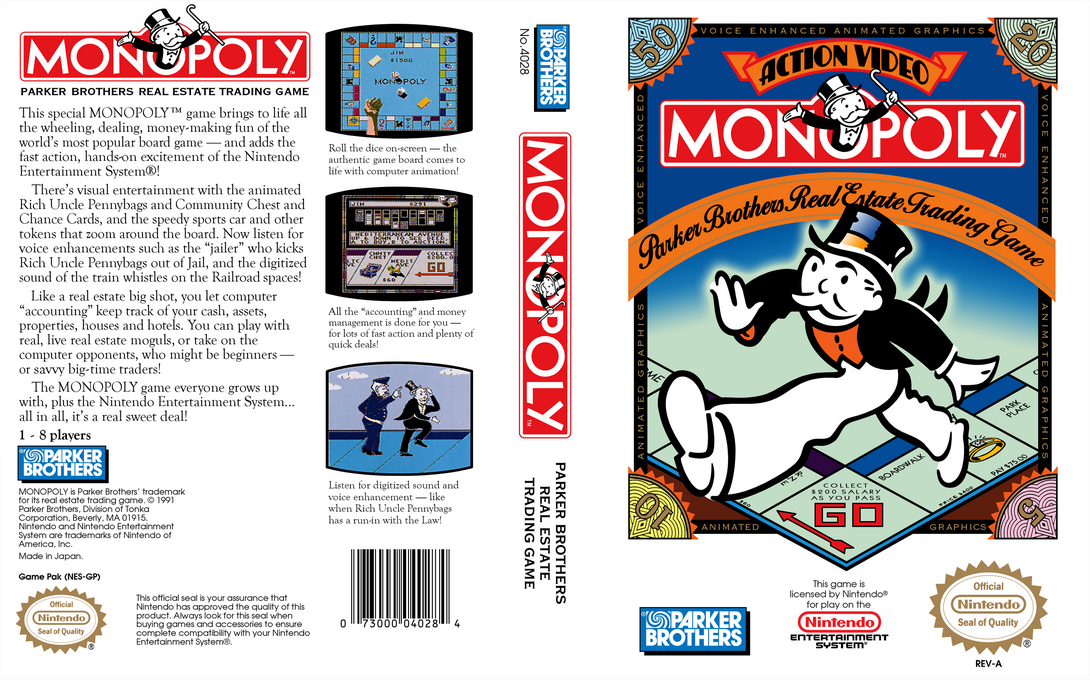 Monopoly [US] nes 1991 Box Art