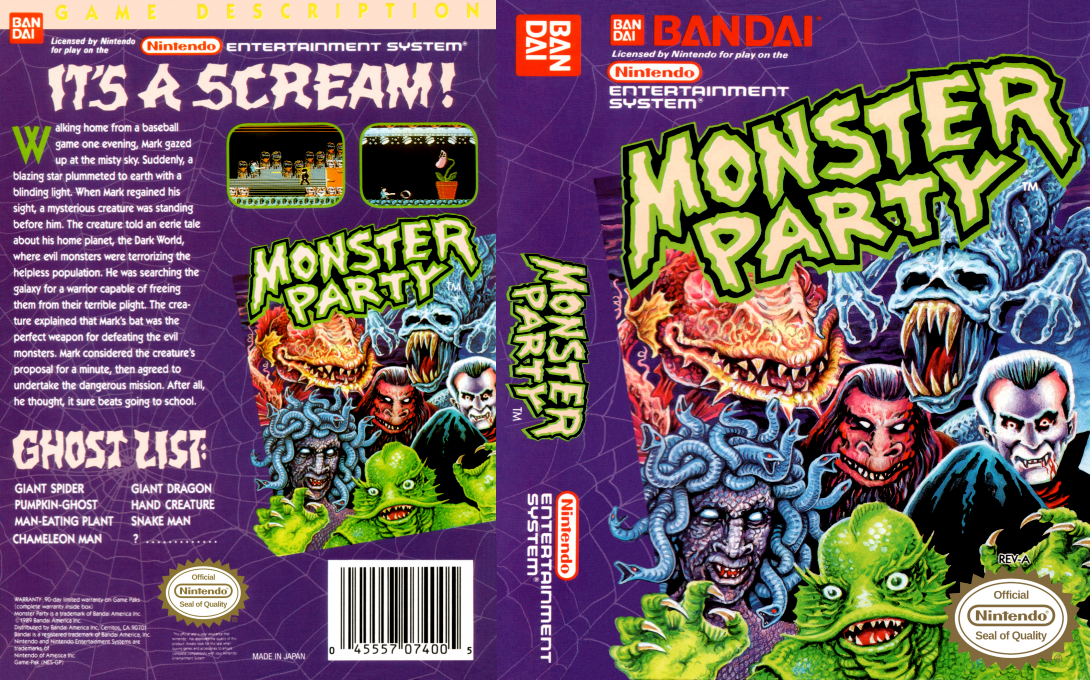 Monster Party [US] nes 1989 Box Art