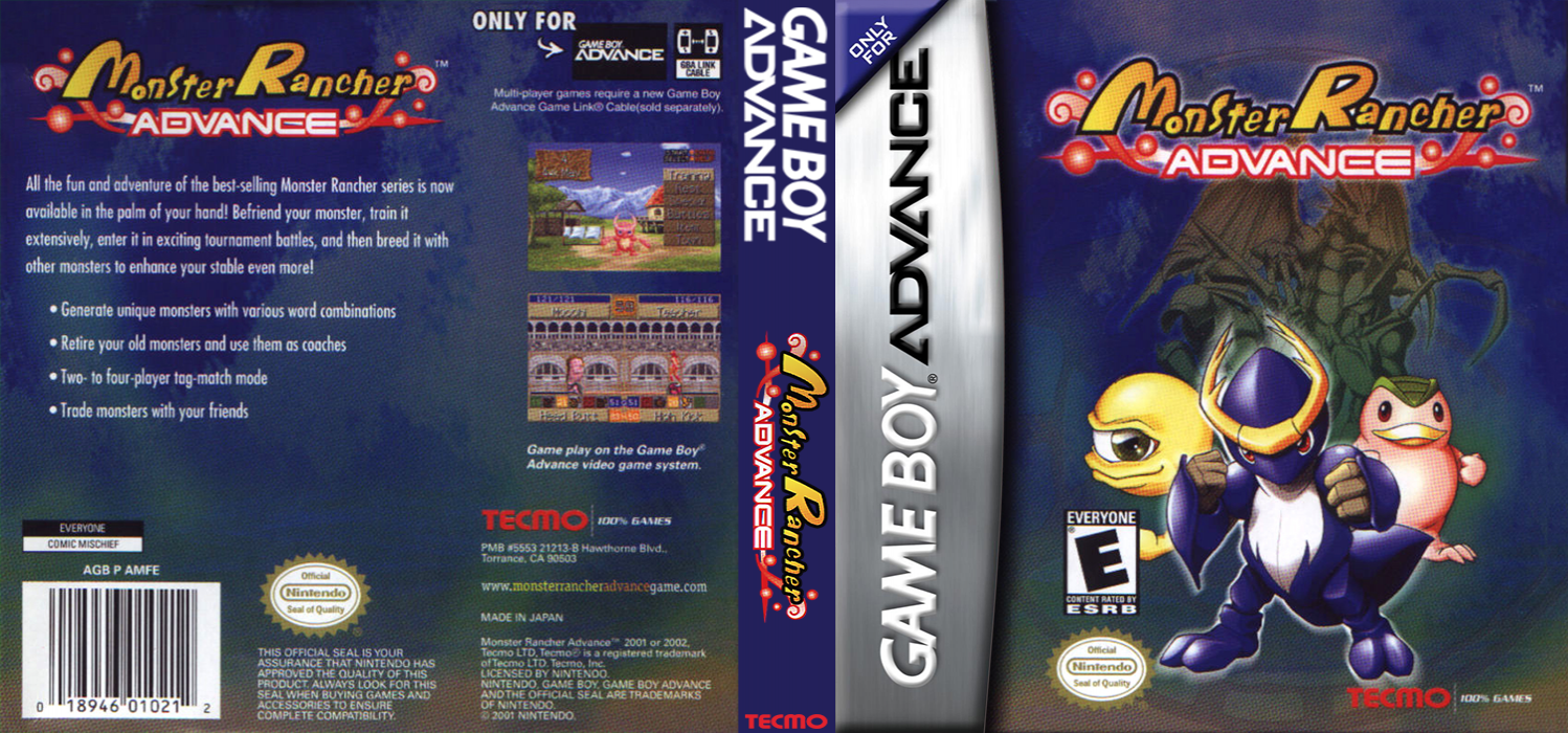 Monster Rancher Advance [US] gba 2001 Box Art