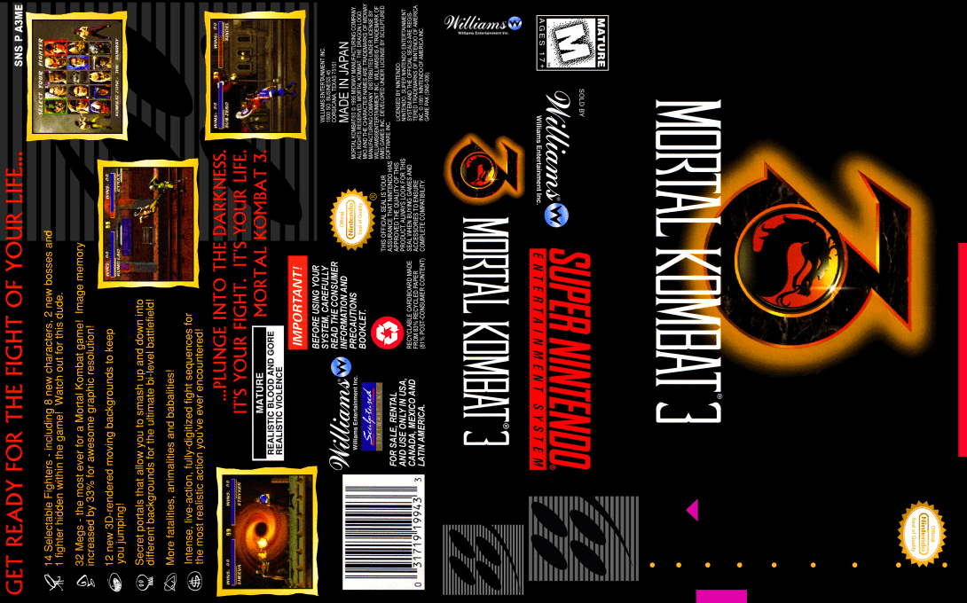 Mortal Kombat III [US] snes 1995 Box Art