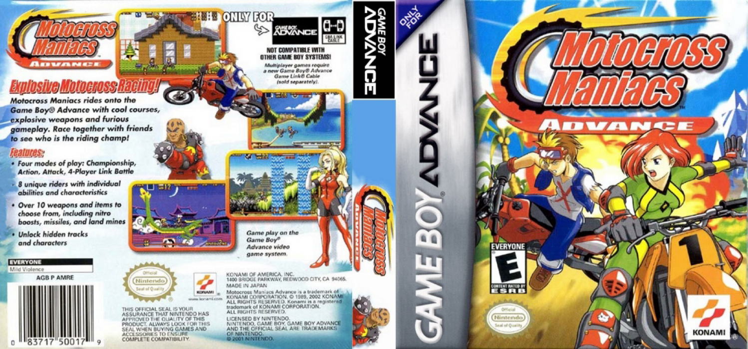 Motocross Maniacs Advance [US] gba 2002 Box Art