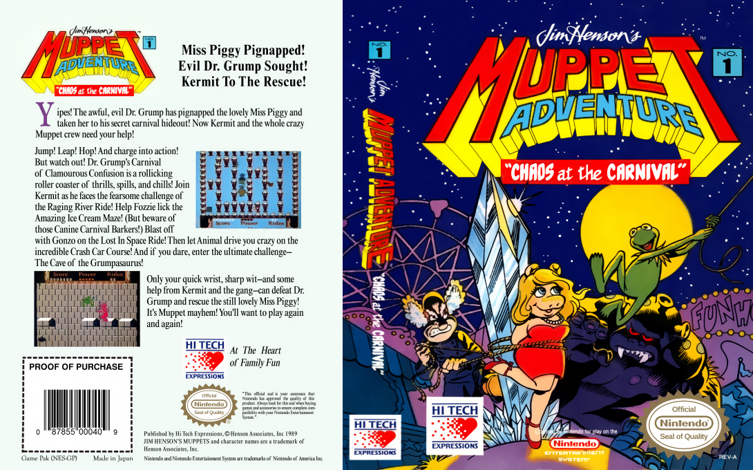 Jim Henson’s Muppet Adventure No. 1 : “Chaos at the Carnival” [US] nes 1990 Box Art