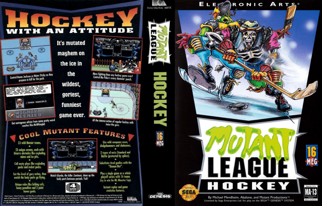Mutant League Hockey [US,EU] segaMD 1994 Box Art