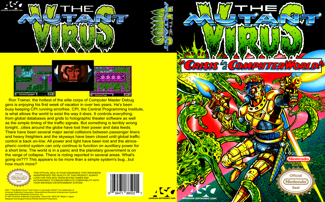 The Mutant Virus : Crisis in a Computer World [US] nes 1992 Box Art