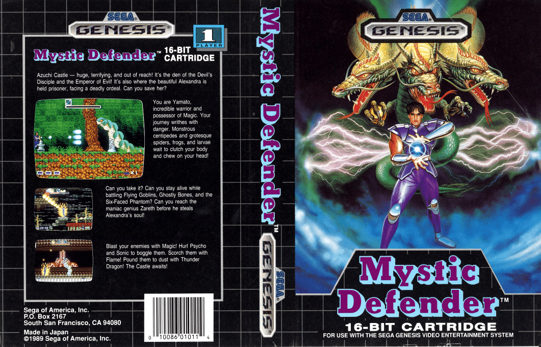 Mystic Defender [US,EU] segaMD 1989 Box Art