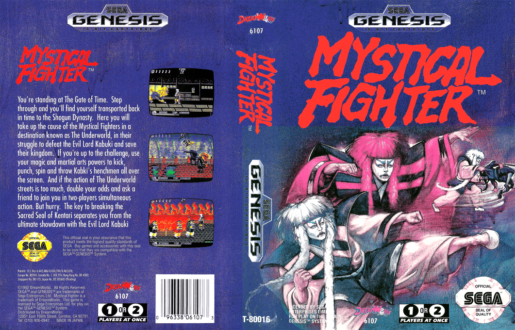 Mystical Fighter [US] segaMD 1992 Box Art