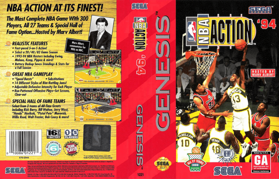 NBA Action ’94 [US] segaMD 1994 Box Art