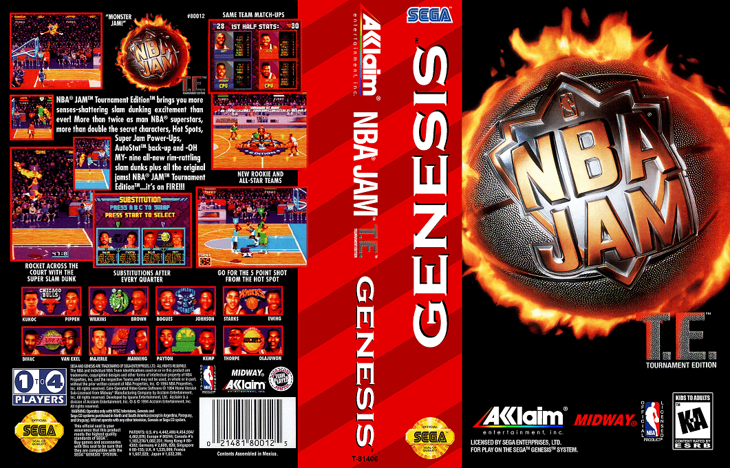 NBA Jam Tournament Edition [WOR] segaMD 1995 Box Art