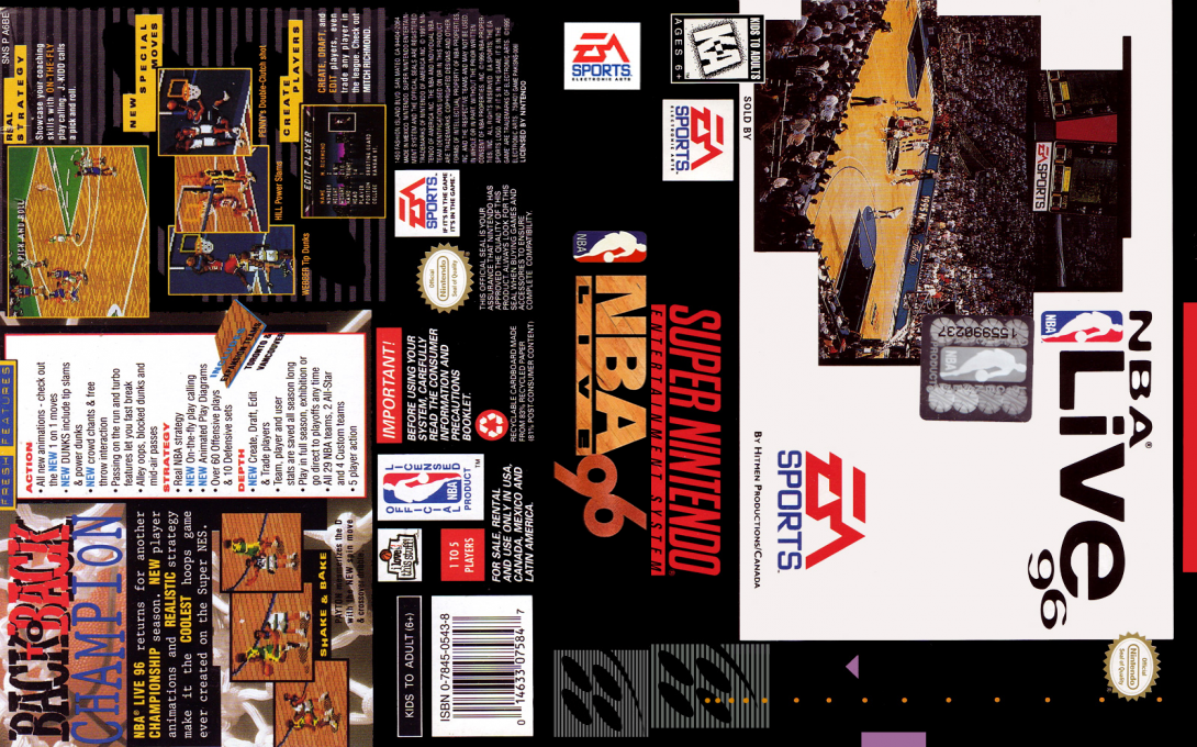 NBA Live 96 [US] snes 1995 Box Art