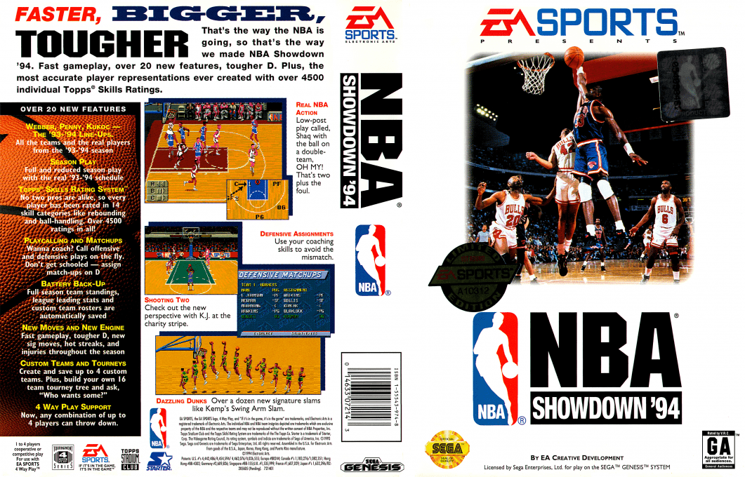 NBA Showdown ’94 [US,EU] segaMD 1994 Box Art