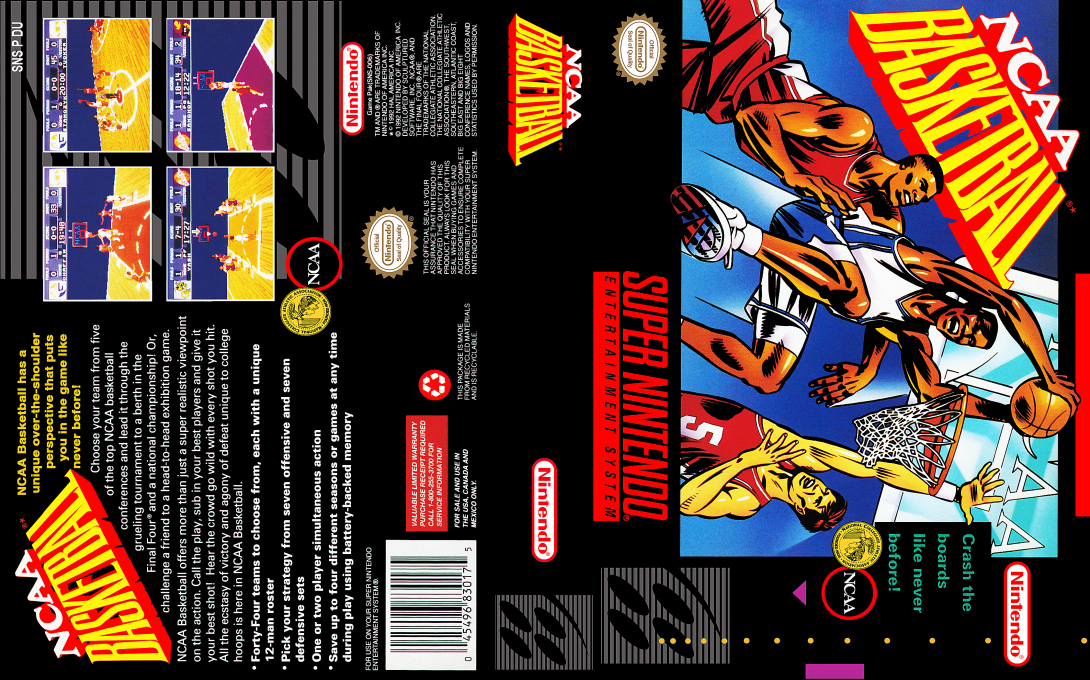 NCAA Basketball [US] snes 1992 Box Art
