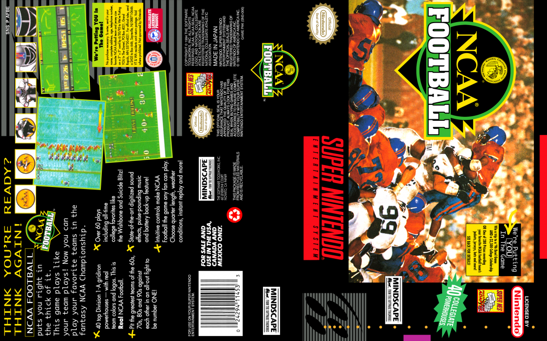 NCAA Football [US] snes 1994 Box Art