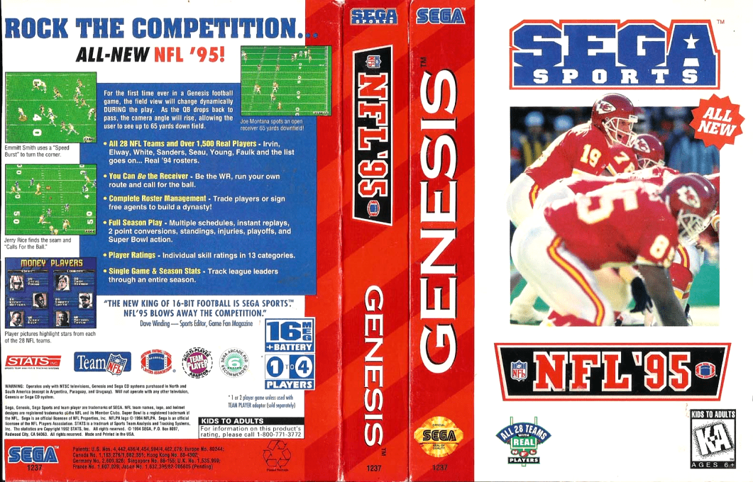 NFL ’95 [US] segaMD 1994 Box Art