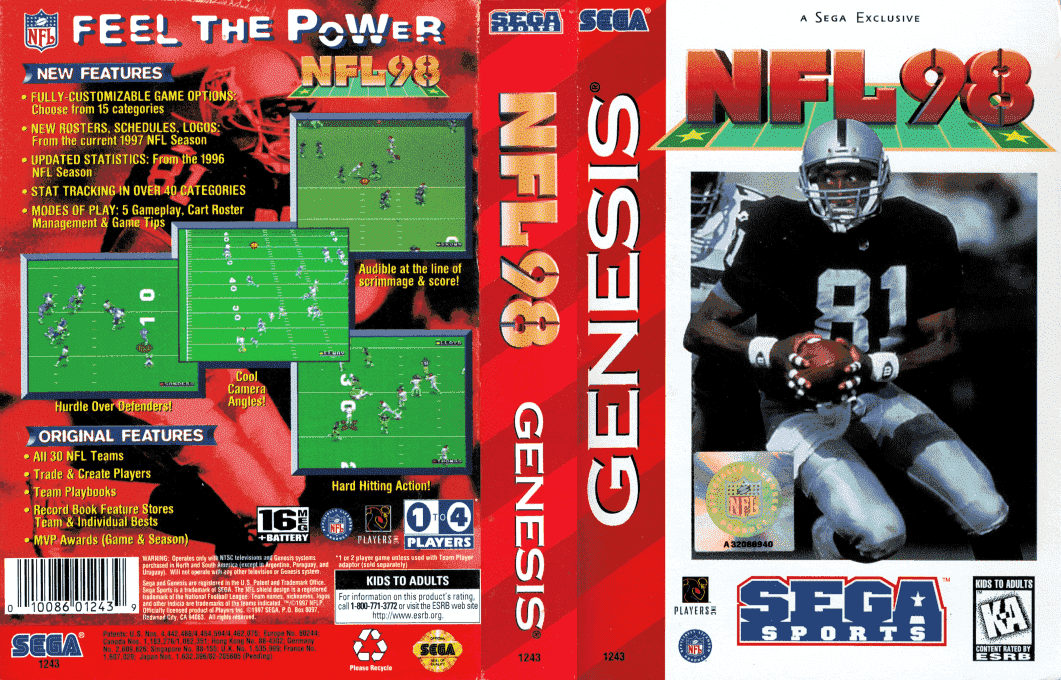NFL 98 [US] segaMD 1997 Box Art