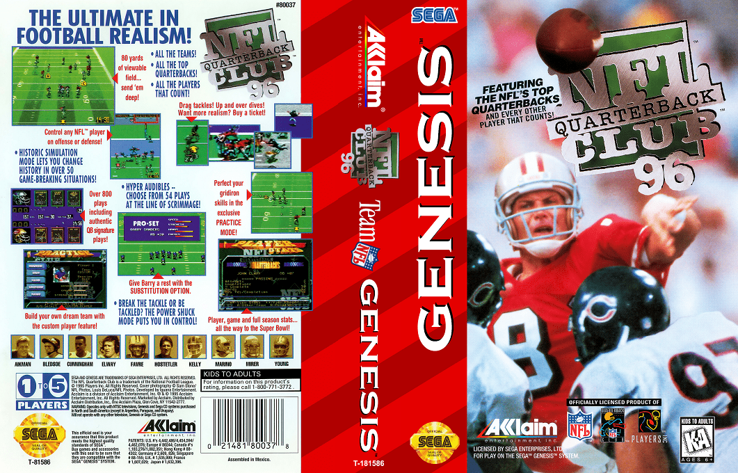 NFL Quarterback Club 96 [US,EU] segaMD 1995 Box Art