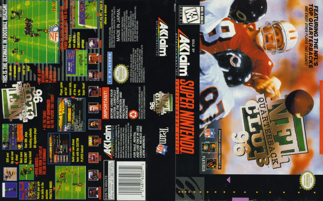 NFL Quarterback Club 96 [US] snes 1995 Box Art