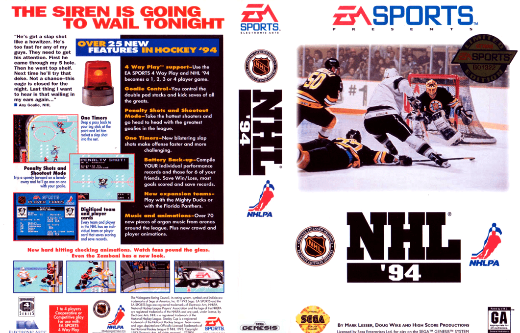 NHL ’94 [US,EU] segaMD 1993 Box Art
