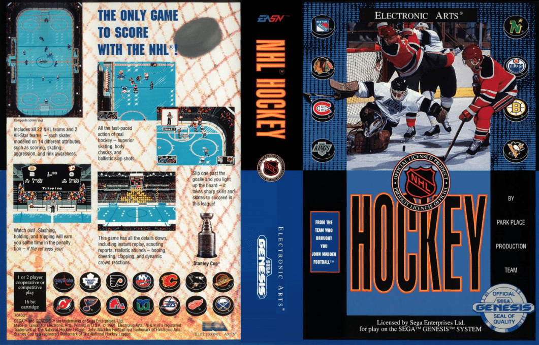 NHL Hockey [US] segaMD 1992 Box Art