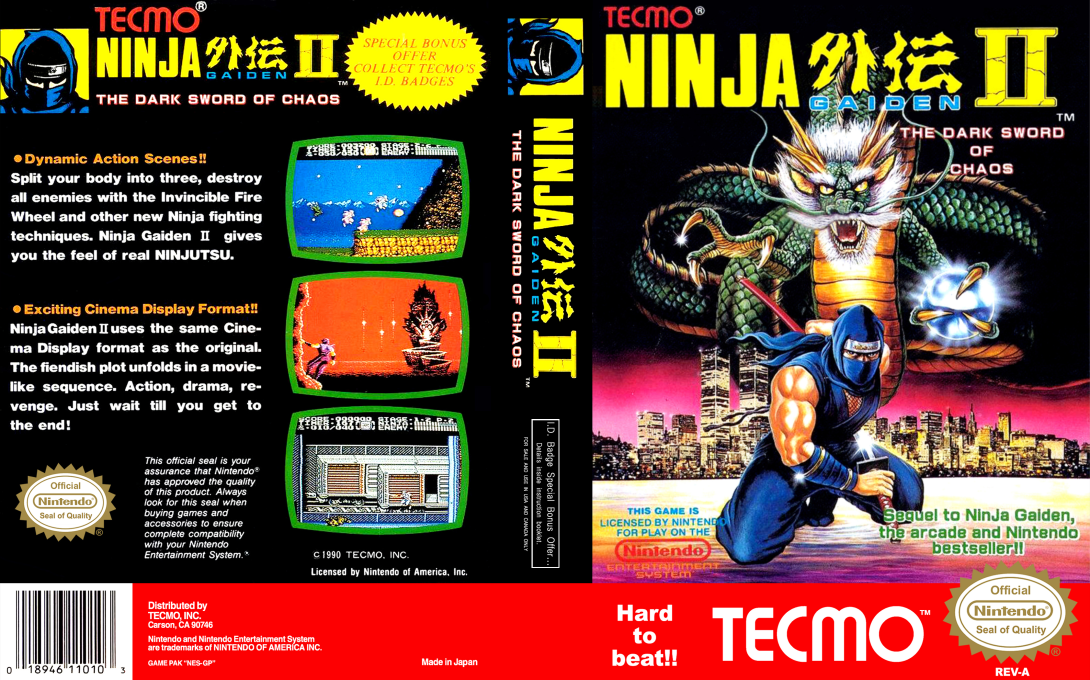 Ninja Gaiden II : The Dark Sword of Chaos [US] nes 1990 Box Art