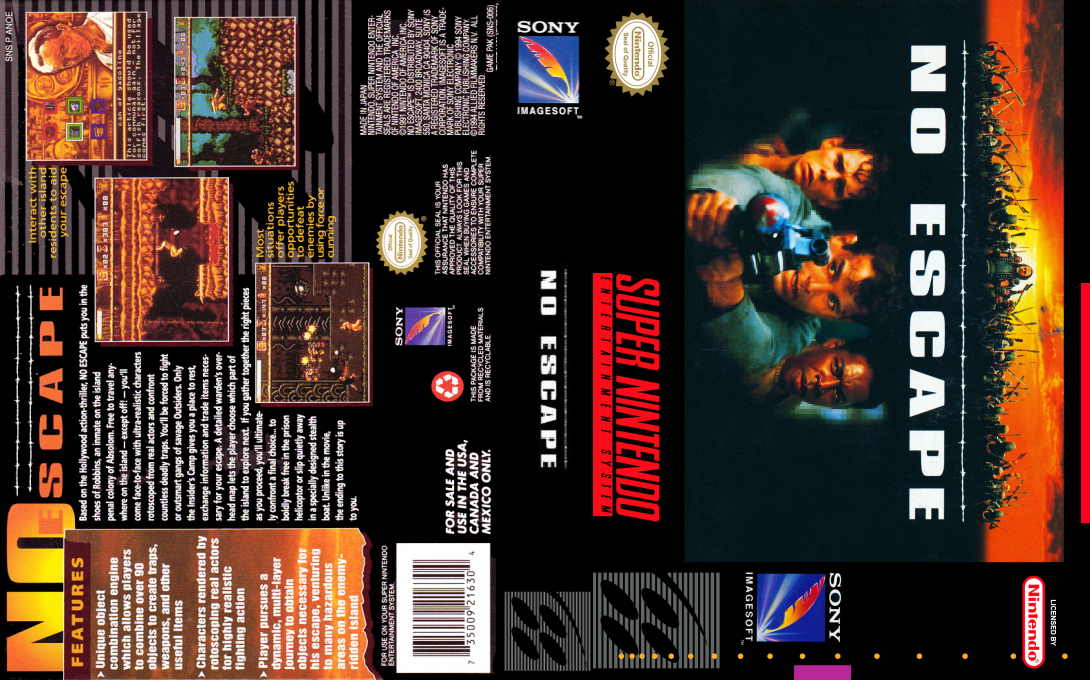 No Escape [US] snes 1994 Box Art