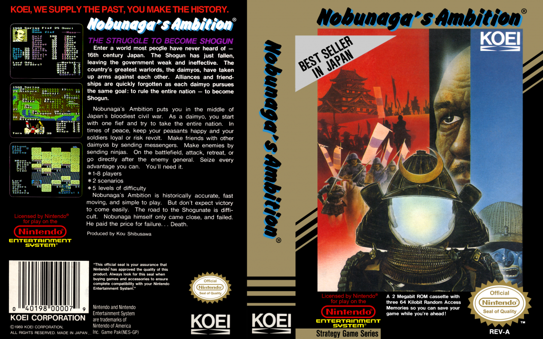 Nobunaga’s Ambition [US] nes 1989 Box Art
