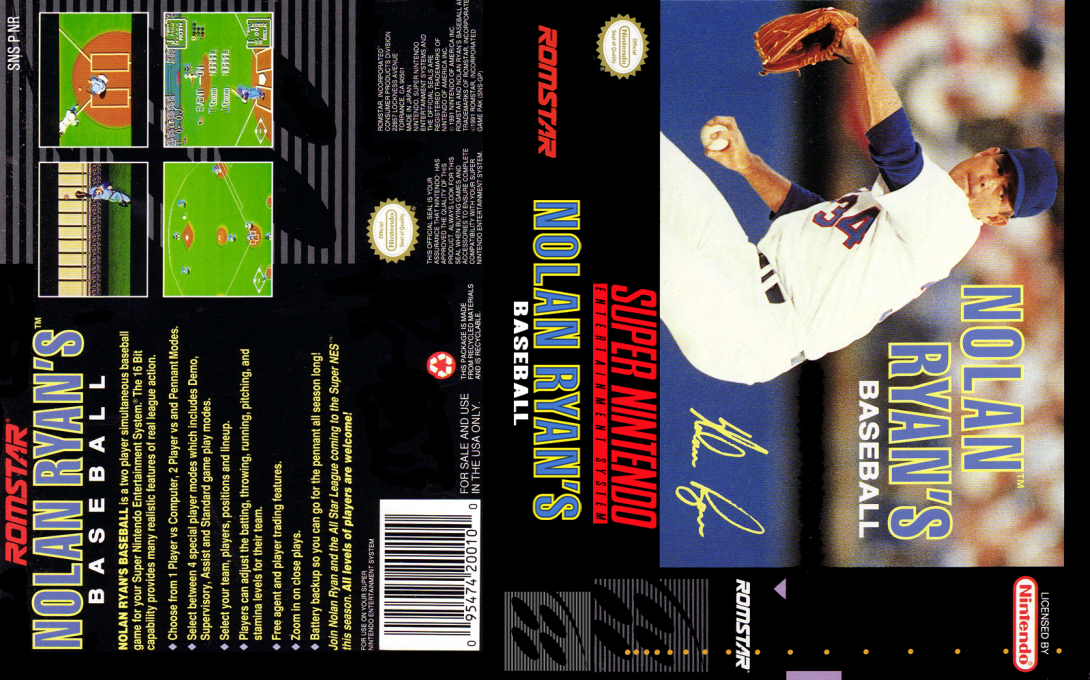 Nolan Ryan’s Baseball [US] snes 1992 Box Art