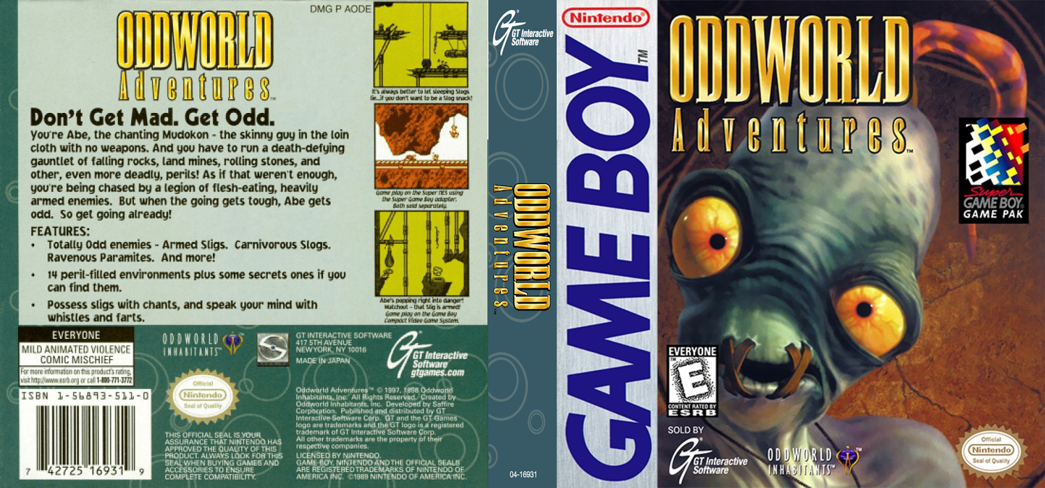 Oddworld Adventures [US,EU] gb 1998 Box Art