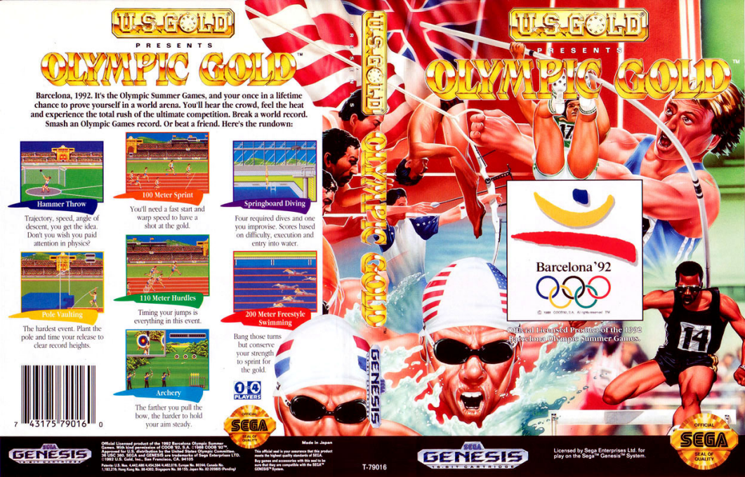 Olympic Gold [US,JP,KR] segaMD 1992 Box Art